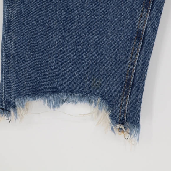 Free People Maggie Mid Rise Button Fly Straight Leg Denim Jeans Blue Size 25 - Picture 6 of 14